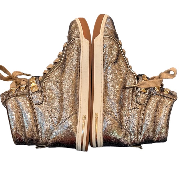MICHAEL KORS GLAM METALLIC HI-TOP STUDDED SNEAKERS 9M - Picture 6 of 13